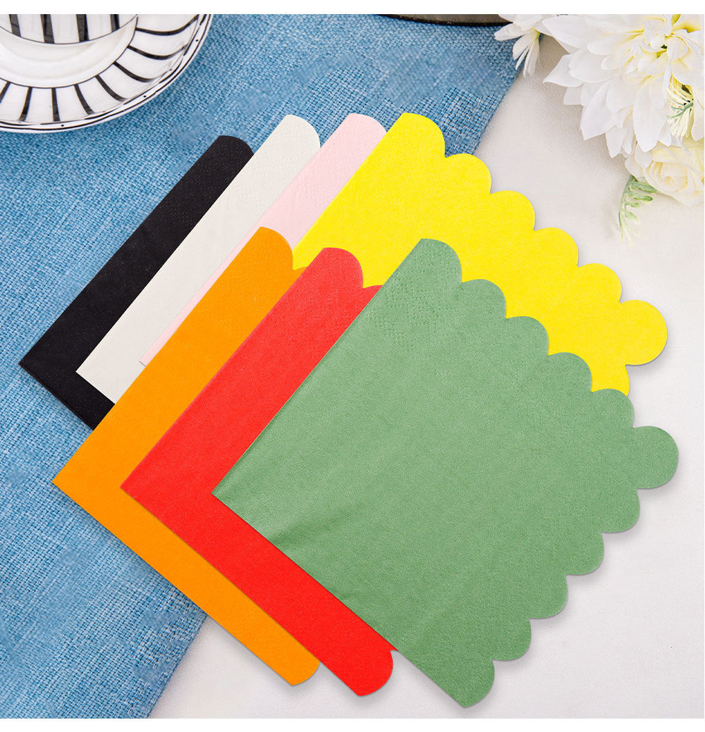 Custom Ombre Cocktail Napkins – Gradient Dyed Paper Napkins, Fancy Scalloped Edge Disposable Napkins for Parties, Weddings & Restaurants HL50PN08